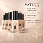 Vatenn Italy True Match Foundation lasts upto 24H for Womens TM681 ALABASTER - Image 4
